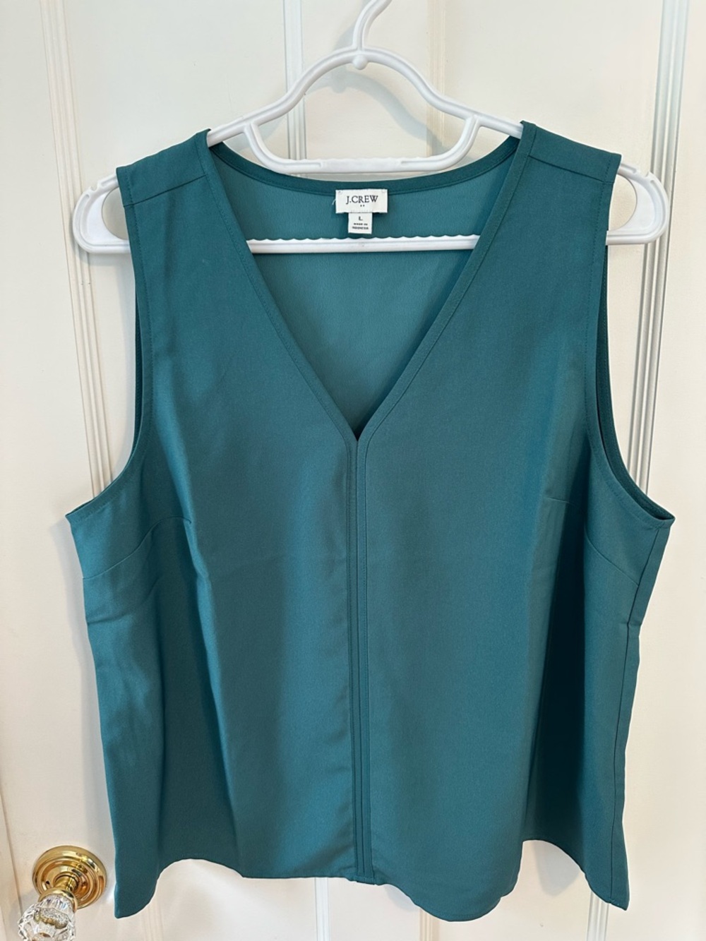 J. Crew Teal V-Neck Sleeveless Shell